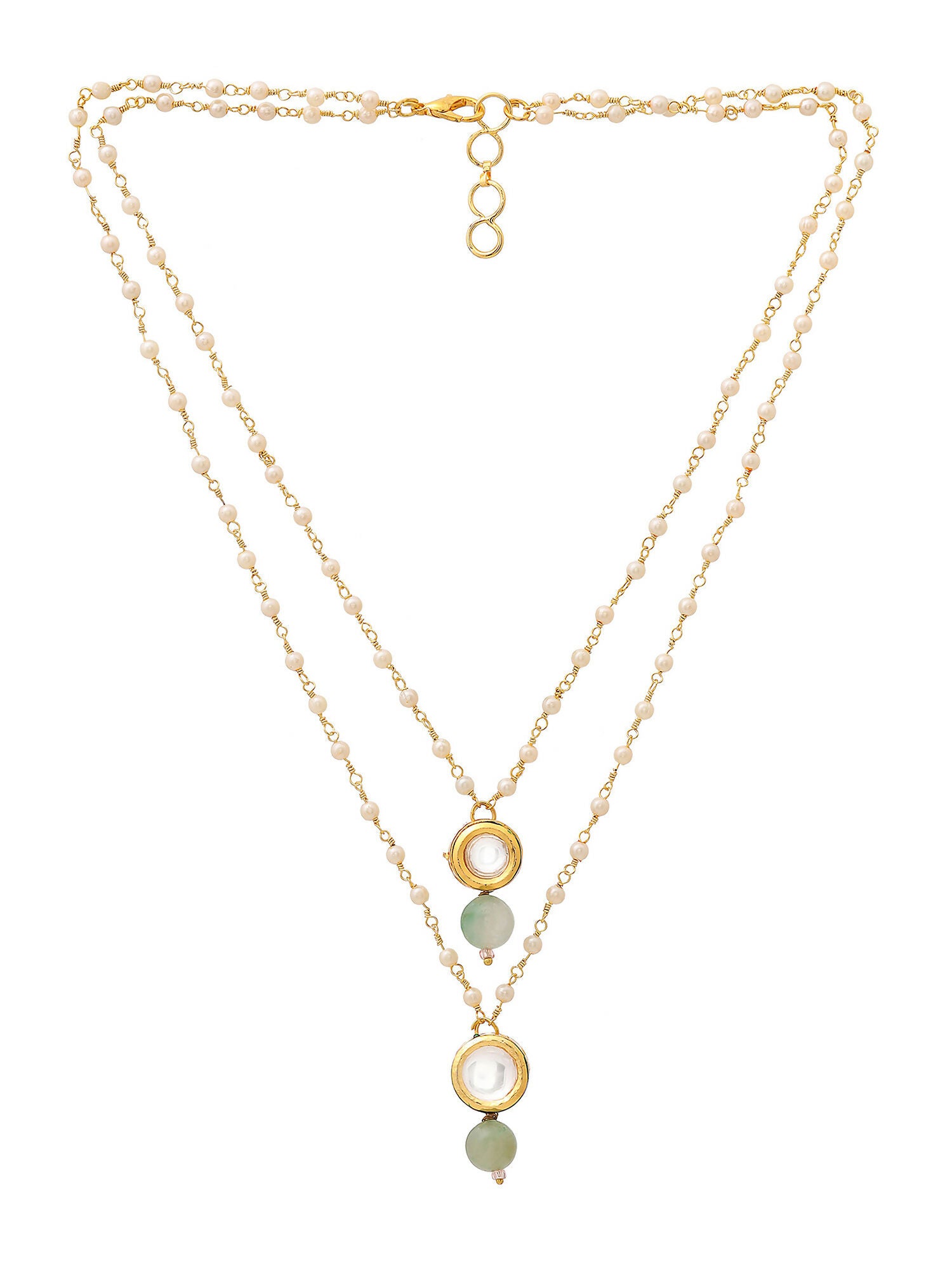 Ruby Raang Green Aventurine & Kundan Necklace