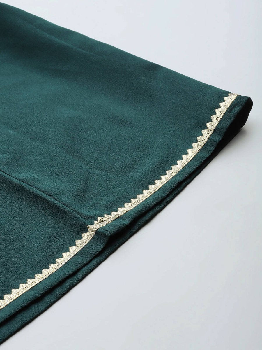 Ahalyaa Women Green & Red Ethnic Motifs Print Kurti with Sharara & Dupatta - Distacart