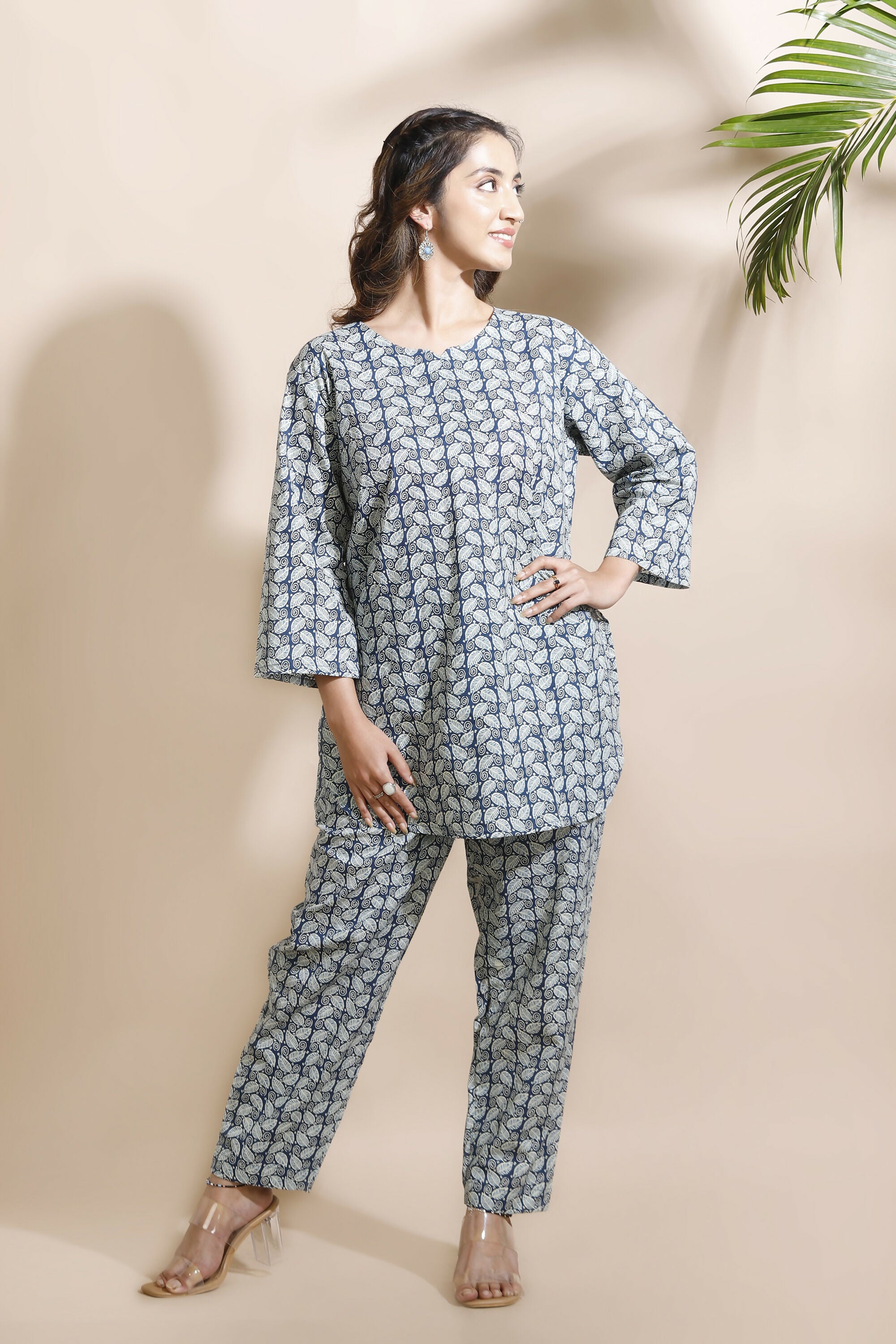 Breathables Abstract Cotton Co-Ord Set – Blue - Dista