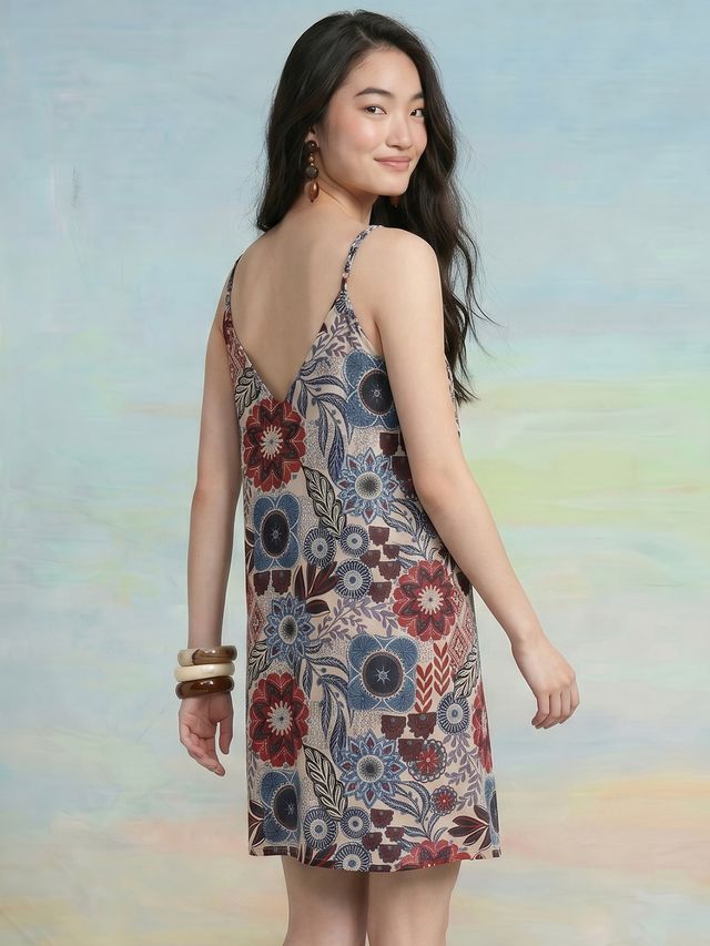 Janasya Multi A-Line Cotton Dress - Dista