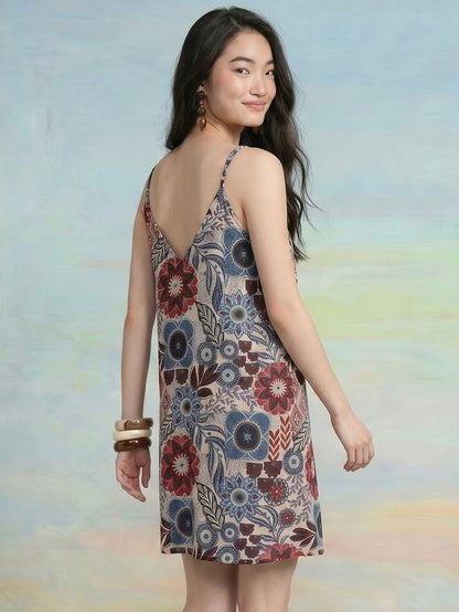Janasya Multi A-Line Cotton Dress - Dista
