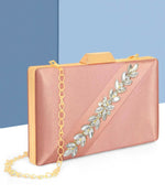 Thumbnail for Joban Fashion Luxurious Satin Evening Clutch With Detachable Chain Strap - Light Pink