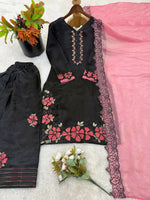 Thumbnail for Teeya Creation Women'S Fancy Stylish Heavy Embroidery Sequence Work With Rivet Moti Work Kurta Set - Dista