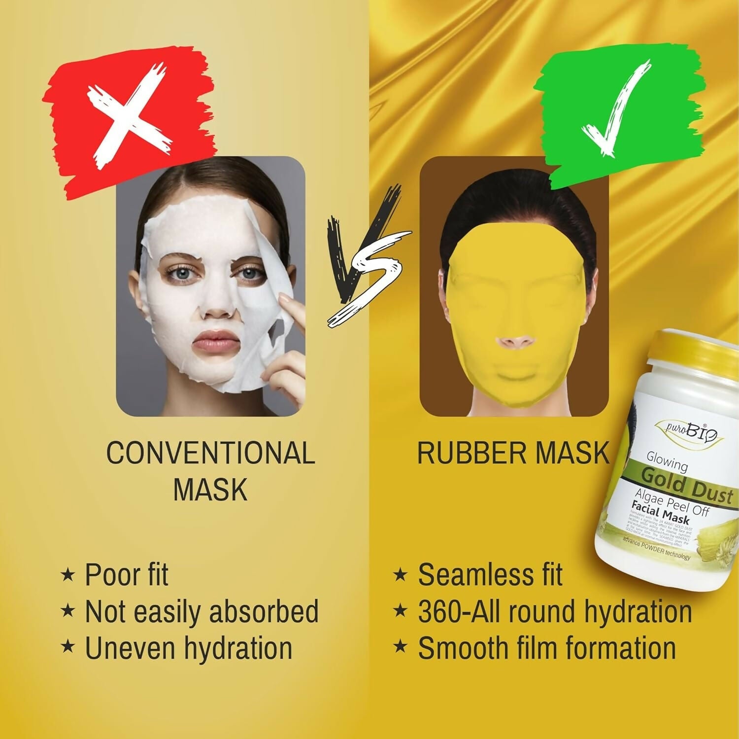 Purobio Algae Peel Off Face Mask 24k gold Facial Mask - Distacart
