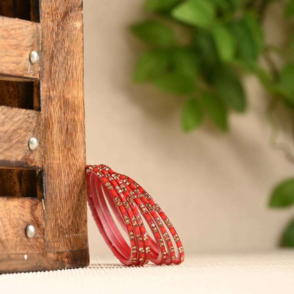 Afast Elegant Bridal & Wedding Party Fashion Bangle/Kada Set, Red, Glass, Pack Of 12 Model No- A15 - Distacart