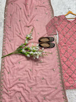 Thumbnail for Preksha Creation Indian Festival Special Women Faux Georgette Sequence Embroidered Work Top And Pant With Dupatta - Pink - Distacart