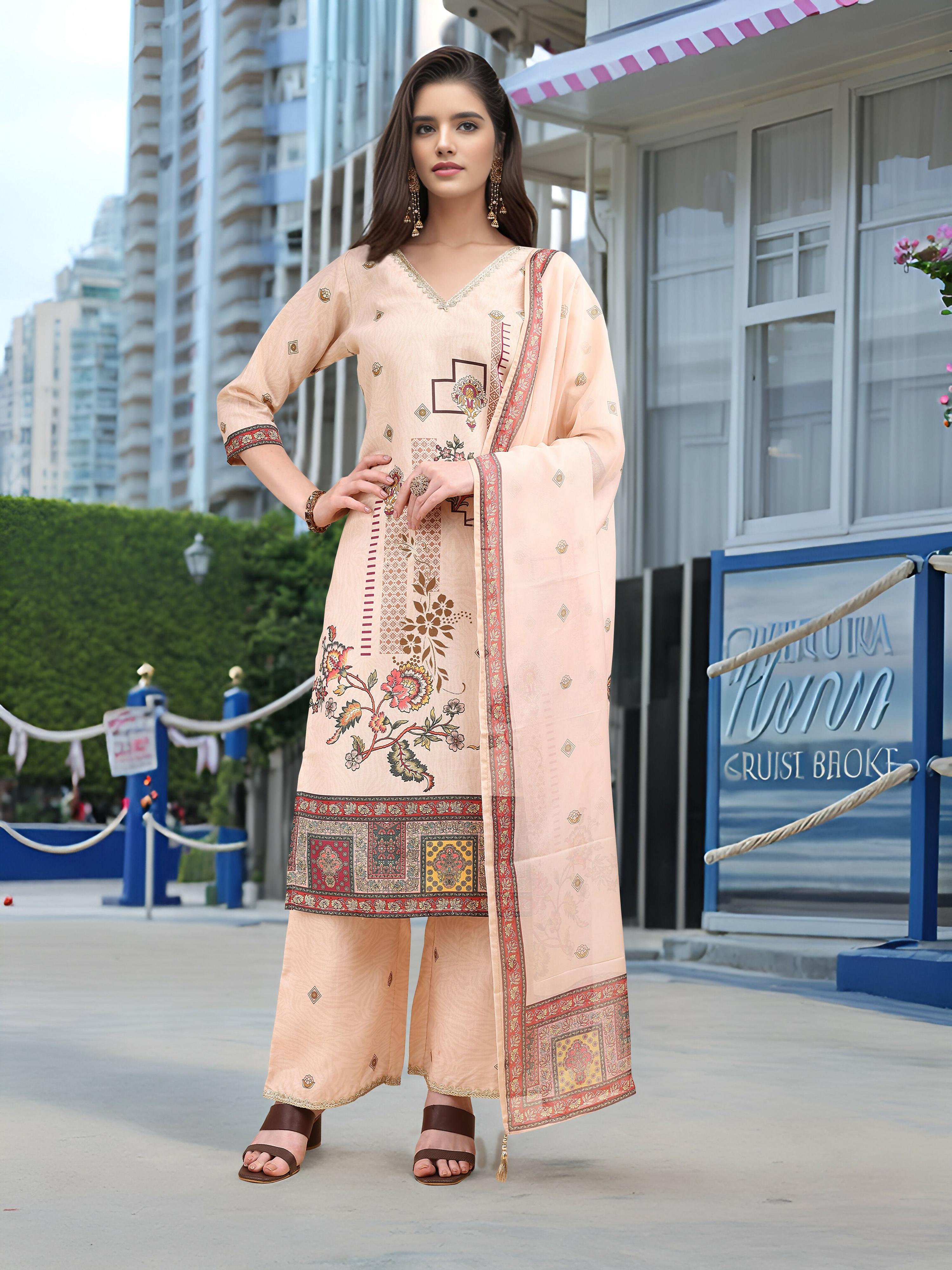 Joban Fashion Off White Position Digital Print With Position Foil Kurta Set