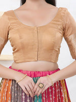 Thumbnail for Joban Fashion Gold Brocade Elbow Sleeveless Front Open Blouse