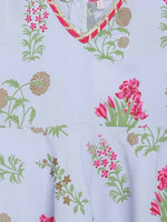 Thumbnail for Ahalyaa Blue Crepe Printed Kids Kurta With Harem Pants For Girls - Distacart