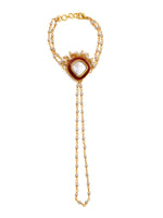 Thumbnail for Ruby Raang Gold Red Meenakari Kundan Haath Phool