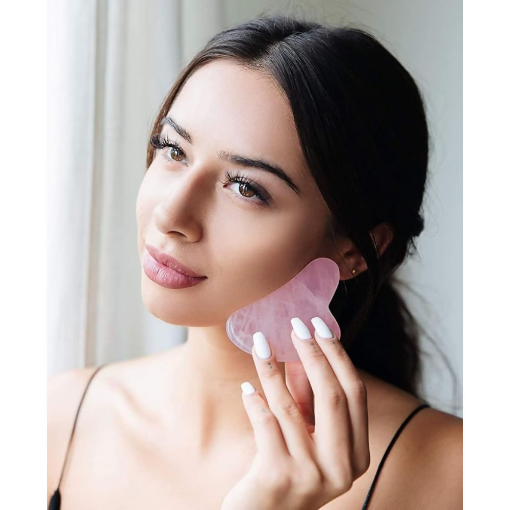 Bronson Professional Rose Quartz Gua Sha Face Massage Tool - Dista