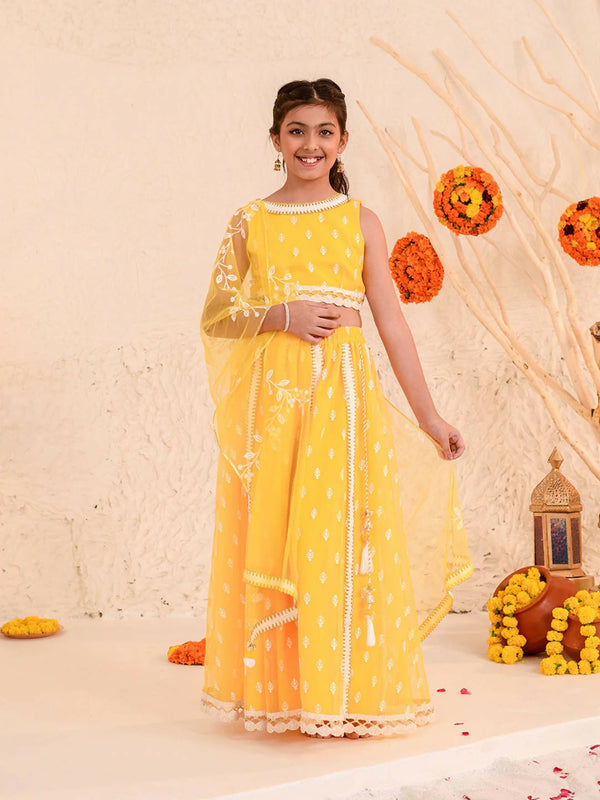 Joban Fashion Girl's Yellow Color Lehenga Choli