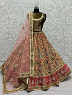 Thumbnail for Jyoti Fashion Women's Pista Green Velvet Golden Gotta, Multi Thread Embroidered with Diamond Work Wedding Lehenga Choli - Distacart
