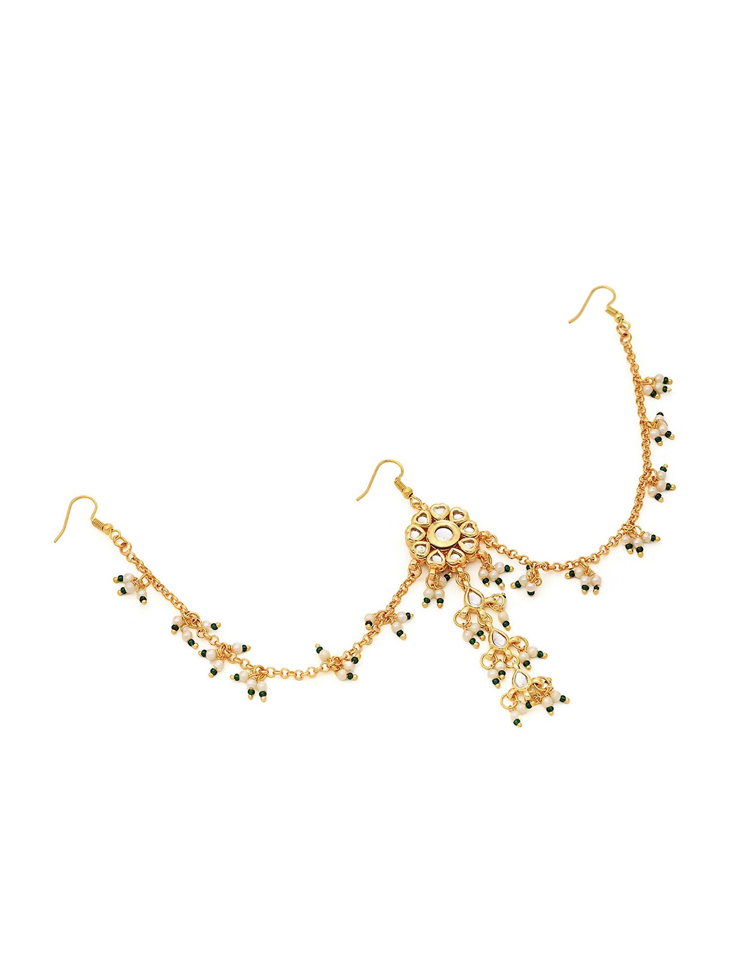 Ruby Raang Gold Flower Kundan Hair Jewelry