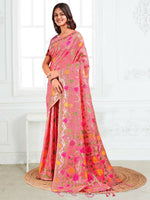 Thumbnail for Astita Linen Cotton Pink Saree