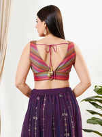 Thumbnail for Joban Fashion Magenta Multi Brocade Padded Blouse With V Neck Sleeveless