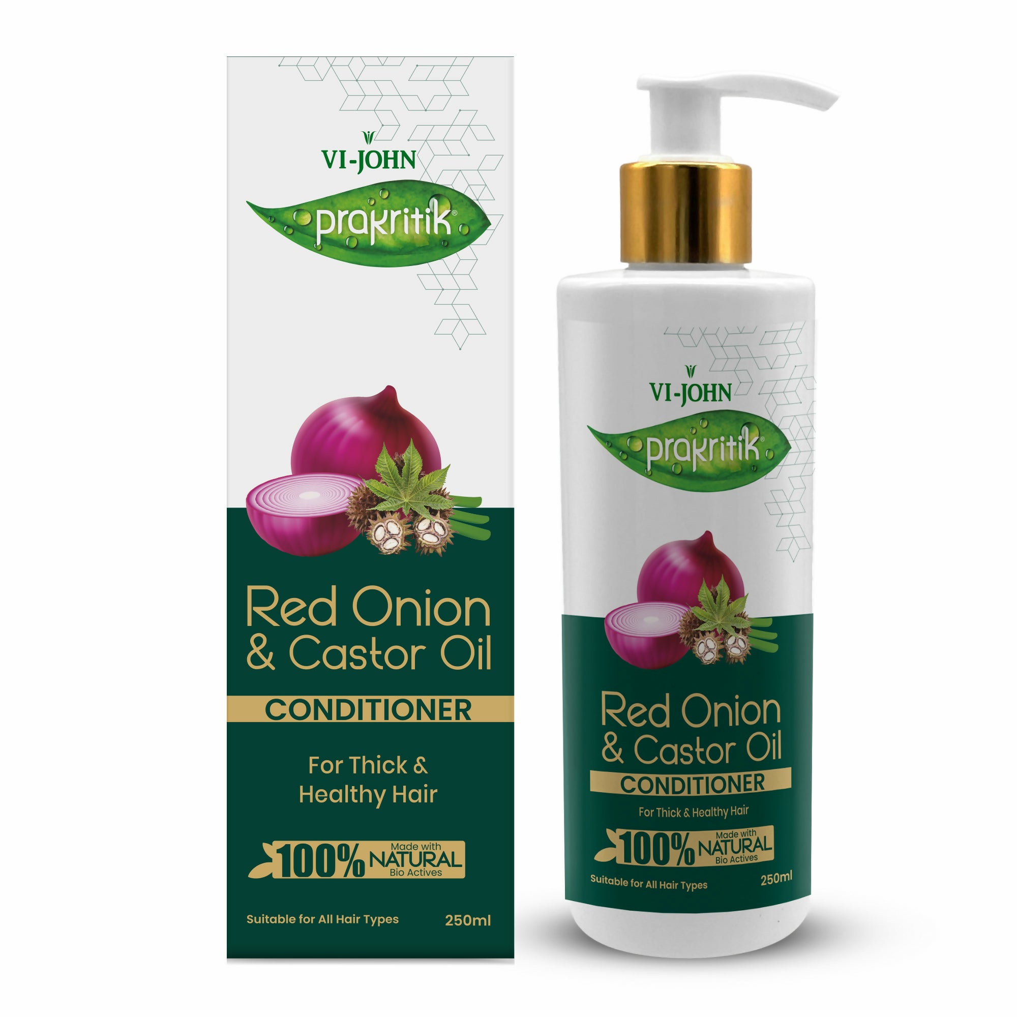 VI-JOHN Prakritik Red Onion & Castor Oil Conditioner to Prevent Dry Hair, 100% Natural Bio Actives