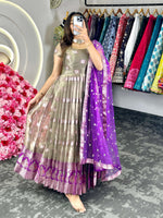 Thumbnail for Preksha Creation Women Purple Suit Kota Silk With Weaving Jacquard With Dupatta - Purple - Distacart