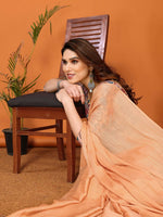 Thumbnail for Partywear Designer Orange Polyester Zari Fancy Saree - Starwalk - Distacart
