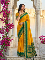 Thumbnail for Shree Shyam Fashion Yellow Silk Blend Saree - Dista