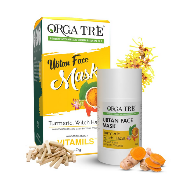 Orgatre Ubtan Face Mask Stick For Men & Women For Sun Tan, Natural Glow With Natural Haldi - Distacart