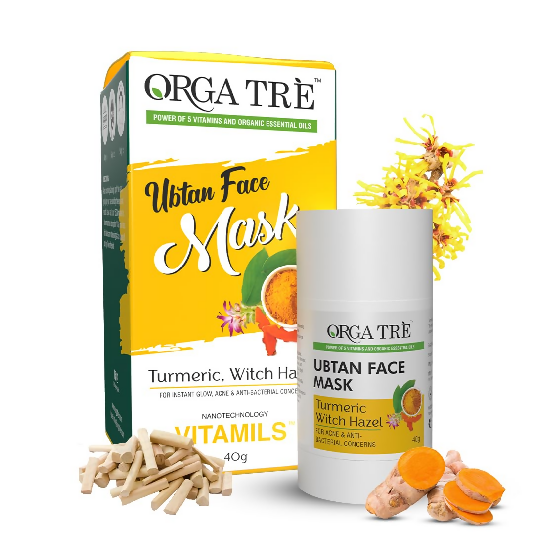 Orgatre Ubtan Face Mask Stick For Men & Women For Sun Tan, Natural Glow With Natural Haldi - Distacart