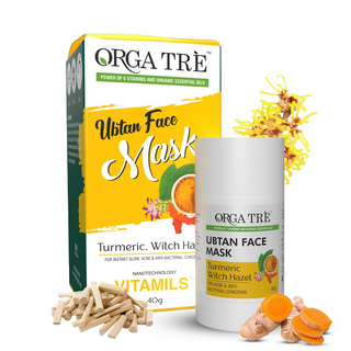 Orgatre Ubtan Face Mask Stick For Men & Women For Sun Tan, Natural Glow With Natural Haldi - Distacart