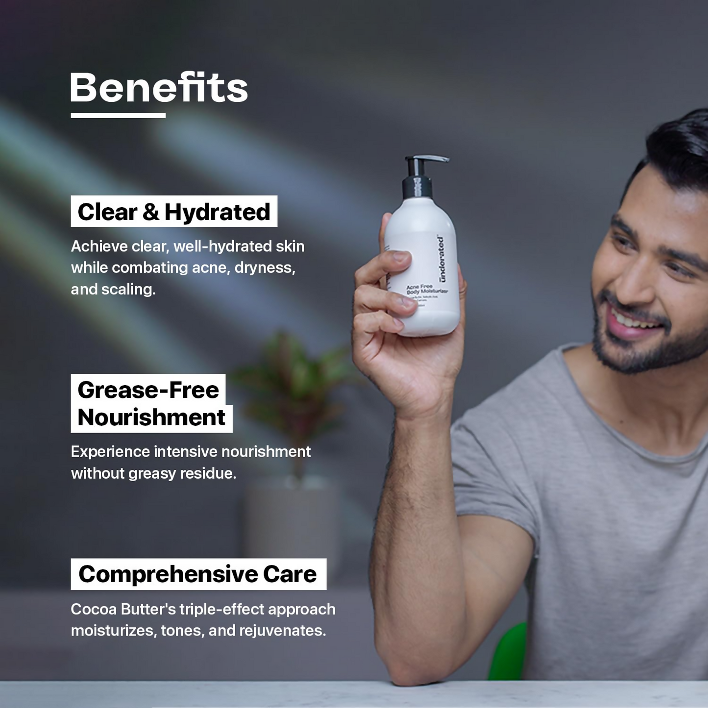 Underated Acne Free Body Moisturizer Powered With Cocoa Butter, Neem And Turmeric - Distacart