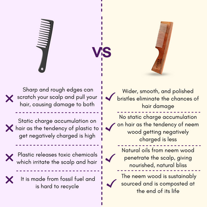 Little Extra Wooden Neem Comb For Hair Growth - Distacart