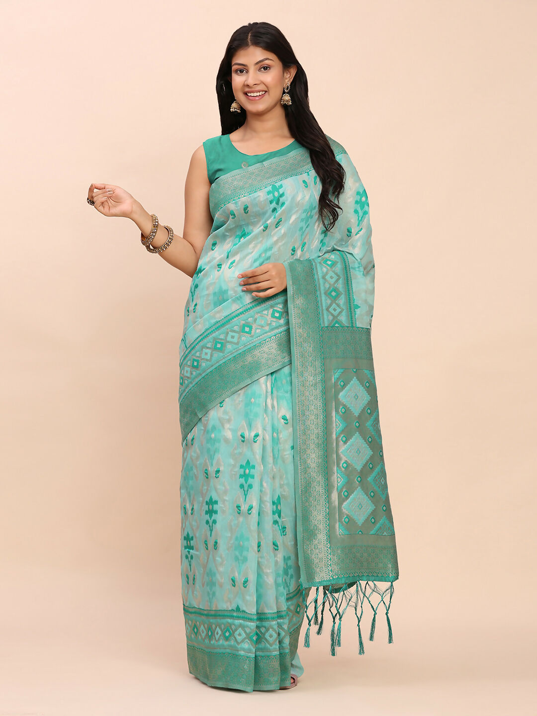 Astita Linen Cotton Sea Green Saree