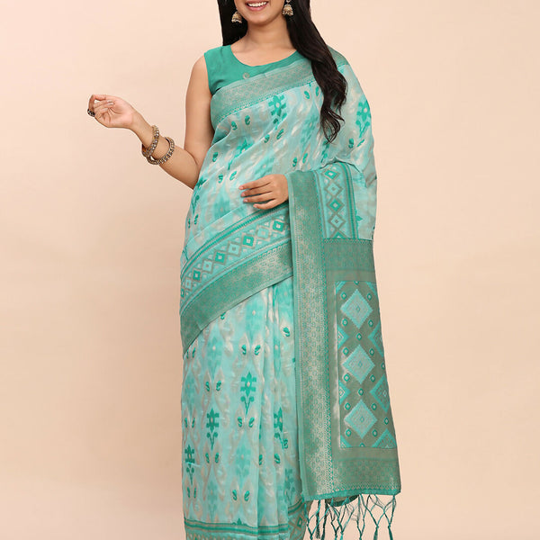 Astita Linen Cotton Sea Green Saree