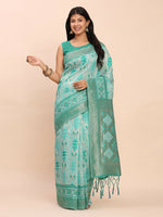 Thumbnail for Astita Linen Cotton Sea Green Saree