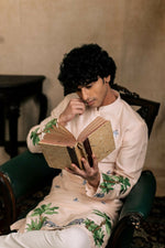 Thumbnail for Falling Raw Silk Peach Gajavana Kurta Set By Hilo Design