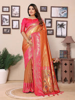 Thumbnail for Aastha Fashion Orange Tissue Silk Weaving Saree - Distacart