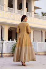 Thumbnail for Teeya Creation Multi Color Pure Banarasi Viscose Wedding Wear Long Gown - Distacart