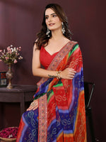 Thumbnail for Ai Fashion Multi Georgette Digital Print Party Wear Saree