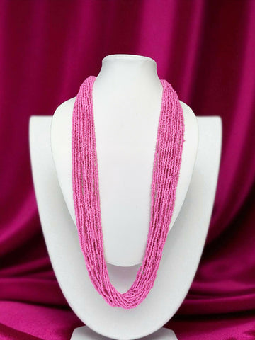 Inhanns Rangsaaz 20-Layer Luxe Long Beaded Only Necklace - Halka Pink - Distacart