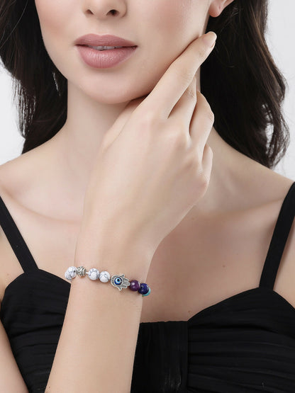 NVR Men & Women Multi Colour Marbel Crystal Elasticated Bracelet - Distacart