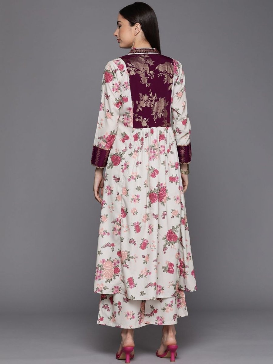 Ahalyaa Womens Beige Crepe Digital Printed Kurta Palazzo Set - Distacart