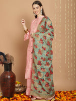 Thumbnail for Jyoti Fashion Women's Peach Chanderi Silk Elegant Jardoshi Kurta with Trouser & Dupatta - Distacart