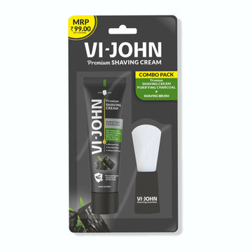 VI-JOHN Dermatologically Tested Premium Claming Aqua Shaving With Shaving Brush Cream Enriched with Aloevera & Almond Oil free From Silicone, Paraben & Mineral Oil - Distacart