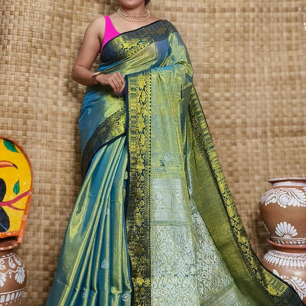 Exclusive Collection Golden Sky Beautiful Tissue Benarasi Saree