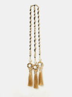 Thumbnail for Ruby Raang Gold Gota Pati Work And Black Thread And Mirrors With Gold Stones & Pearls - Distacart