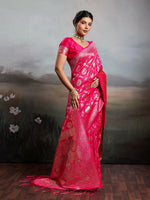 Thumbnail for Shree Shyam Fashion Rani Pink Silk Blend Saree - Distacart