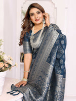 Thumbnail for Aastha Fashion Teal Blue Georgette Silk Leheriya With Elegant Zari Weaving Saree - Distacart