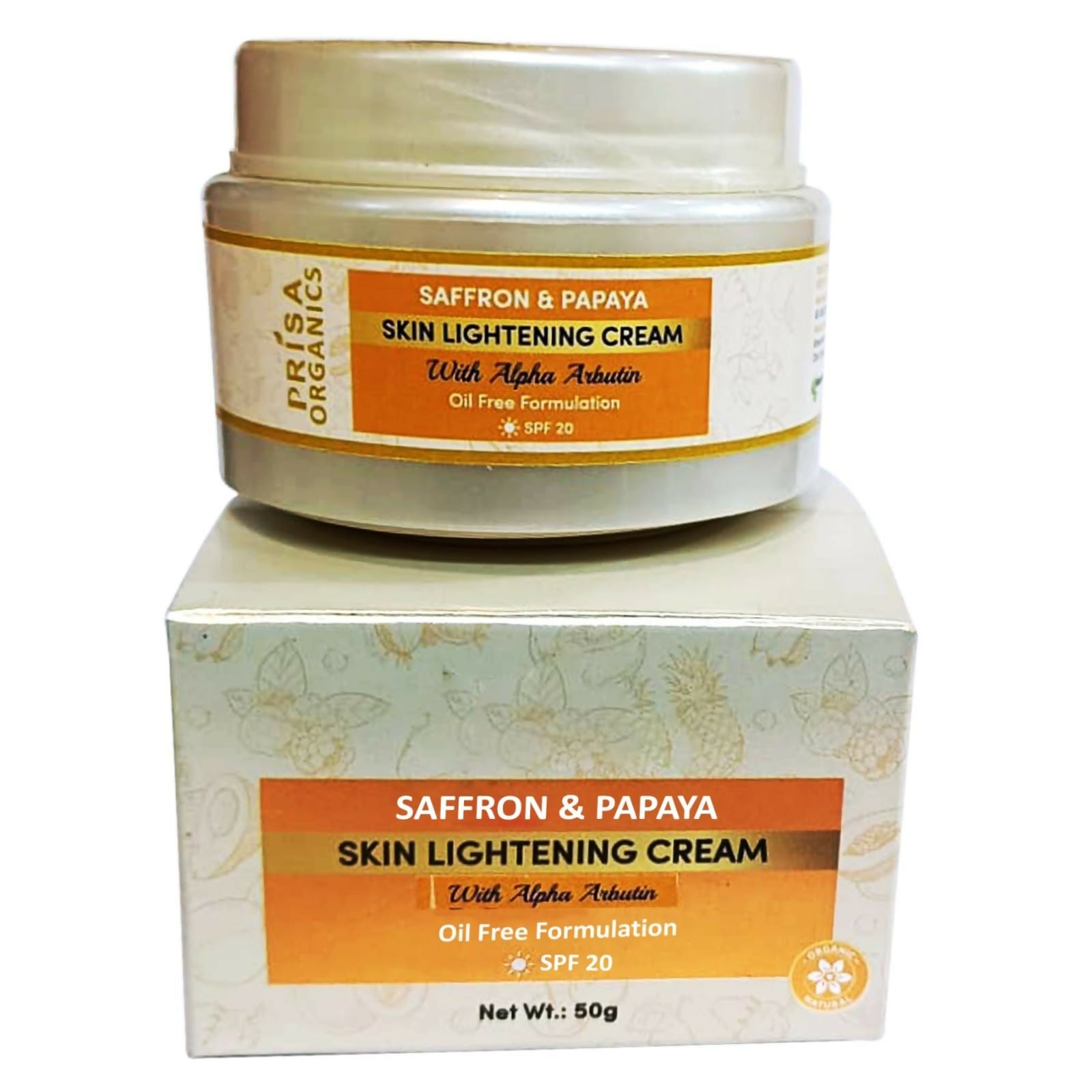 Prisa Organics Saffron & Papaya Skin Lightening Cream With Alpha Arbutin SPF 20 - Distacart