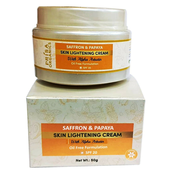 Prisa Organics Saffron & Papaya Skin Lightening Cream With Alpha Arbutin SPF 20 - Distacart