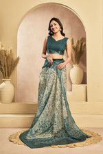 Thumbnail for Vastranavya Digital Printed Linen Ready To Wear Designer Saree with Unstitched Blouse - Distacart