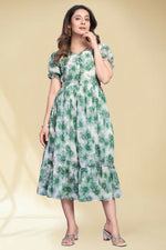 Thumbnail for Preksha Creation New Georgette Floral Print Women Green Long Gown - Distacart