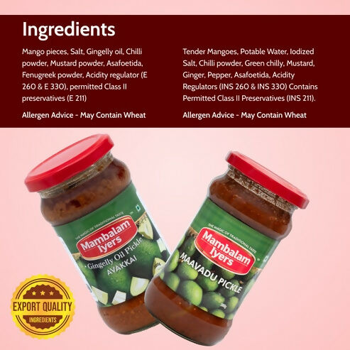 Mambalam Iyers Avakkai Pickle & Maavadu Pickle Combo - Distacart